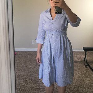Strips wrapped front shirt dress
